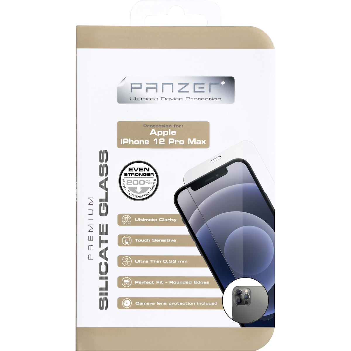 Panzer Full-Fit iPhone 12 Pro Max skjermbeskytter (sort)