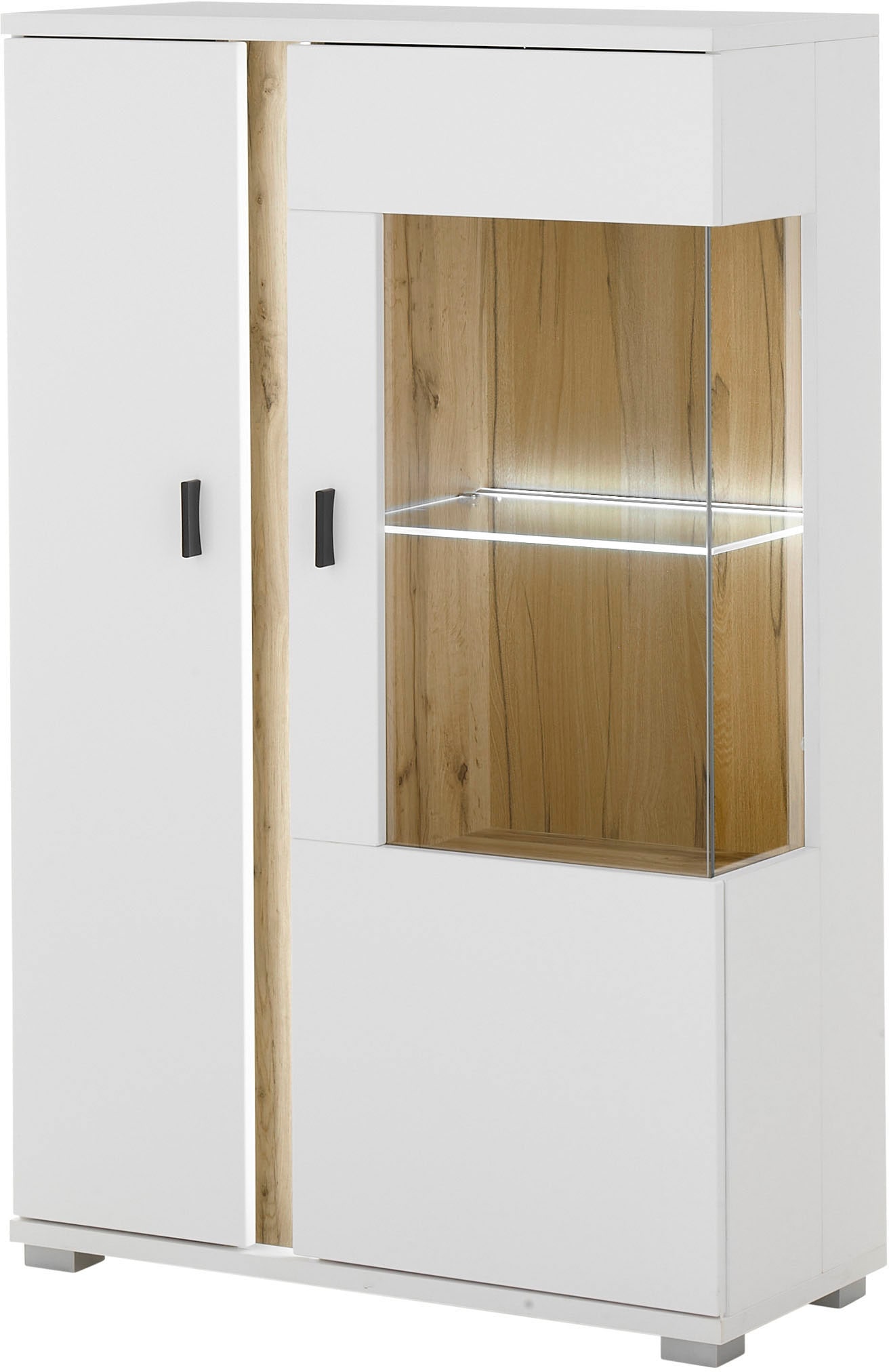 INOSIGN Vitrine »LONG ISLAND, Stauraumvitrine« 1 Stk. tlg. in moderner Trendfarbe,inklusive senkrechter Beleuchtung,Breite 80 cm