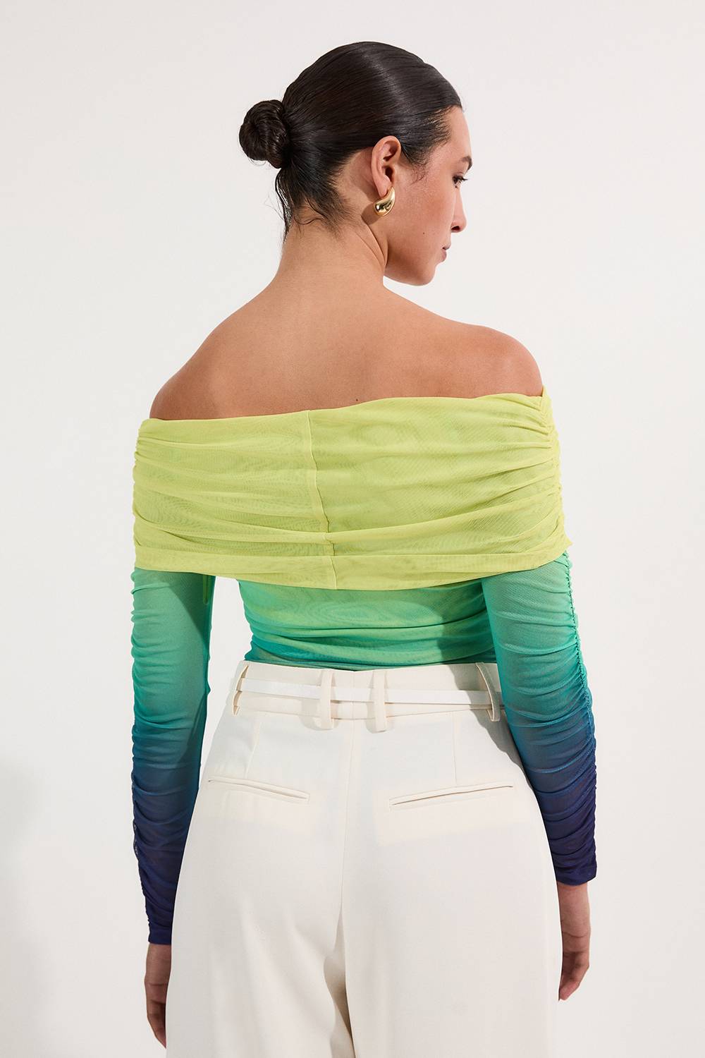 KarenMillen Body Bardot en jersey mesh ombré