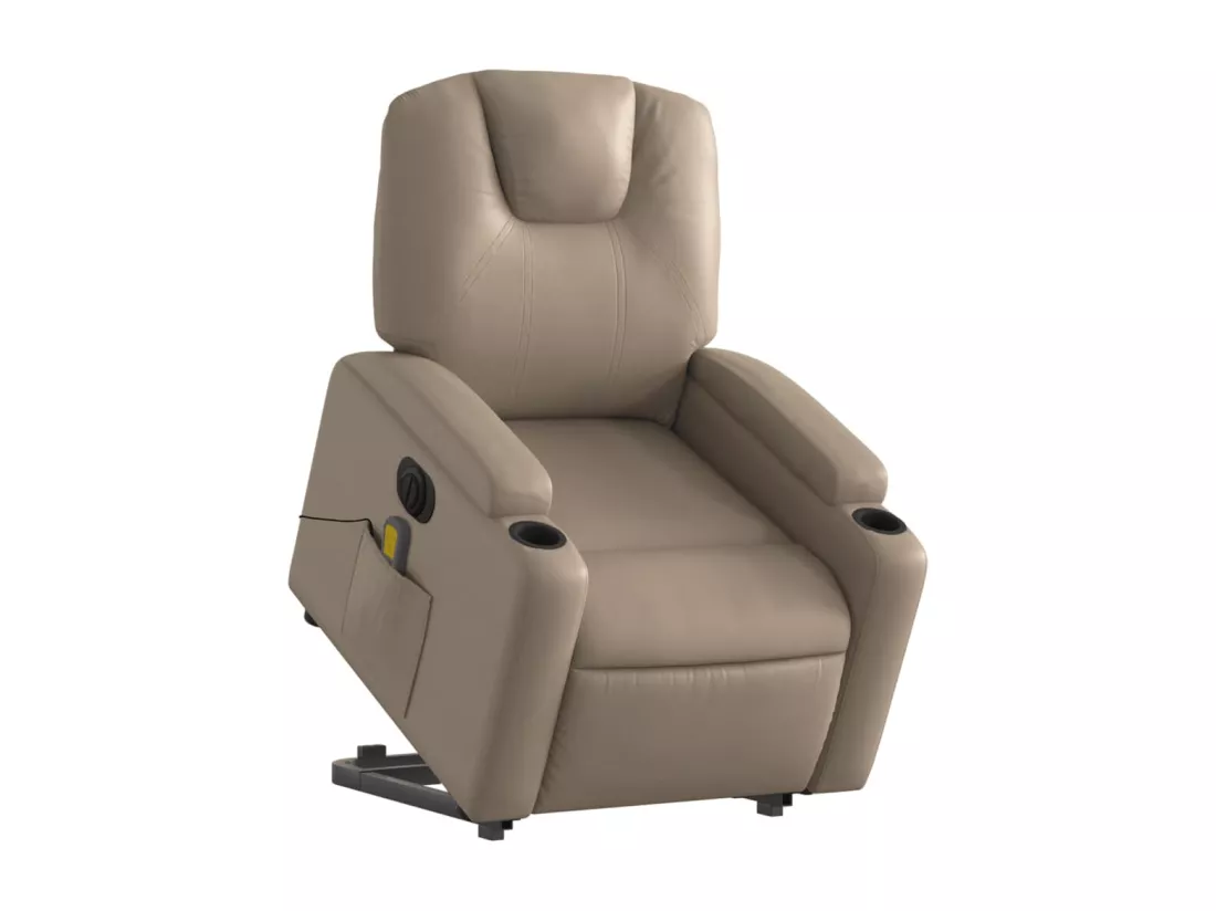 Fauteuil inclinable massant électrique cappuccino similicuir