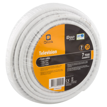 Q-Link coax kabel 20 meter wit kabelkeur
