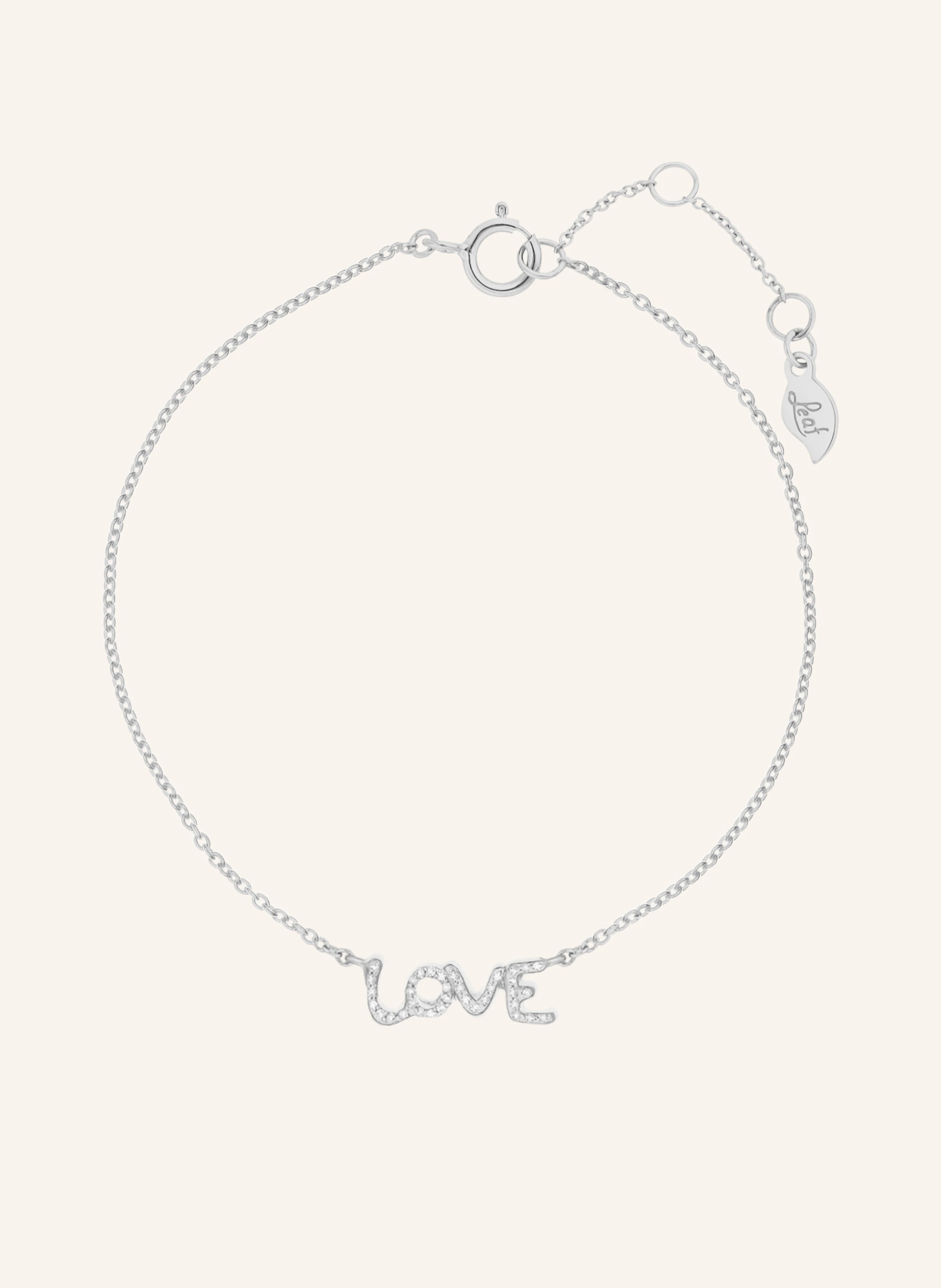 Leaf Armband TINY LOVE aus 14 Karat Weißgold mit Diamanten