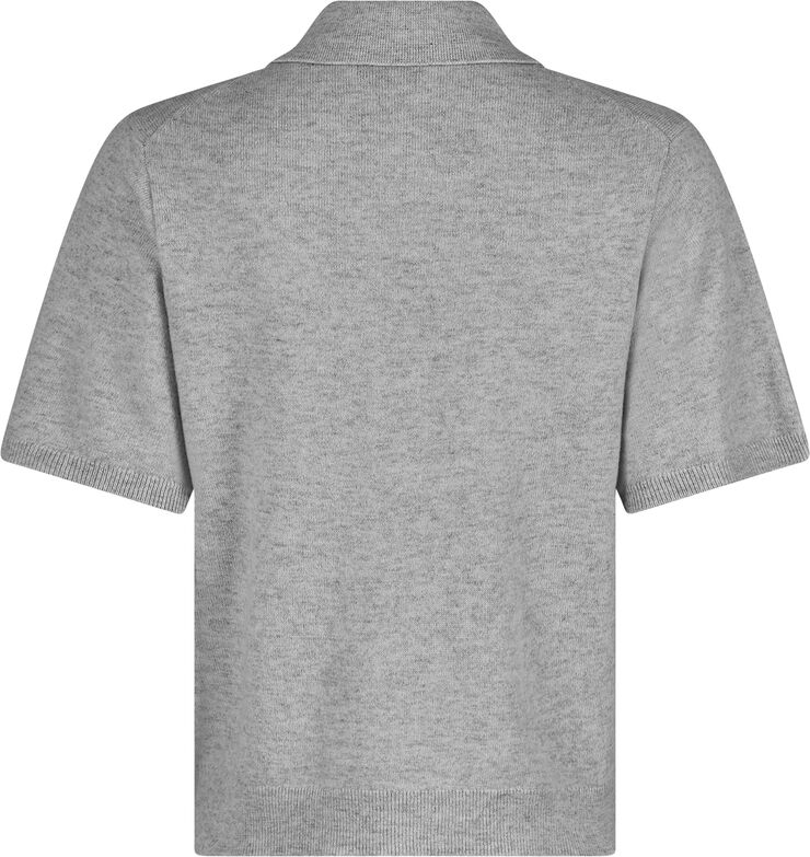 Neo Noir Gracie Knit Polo Tee Light grey melange