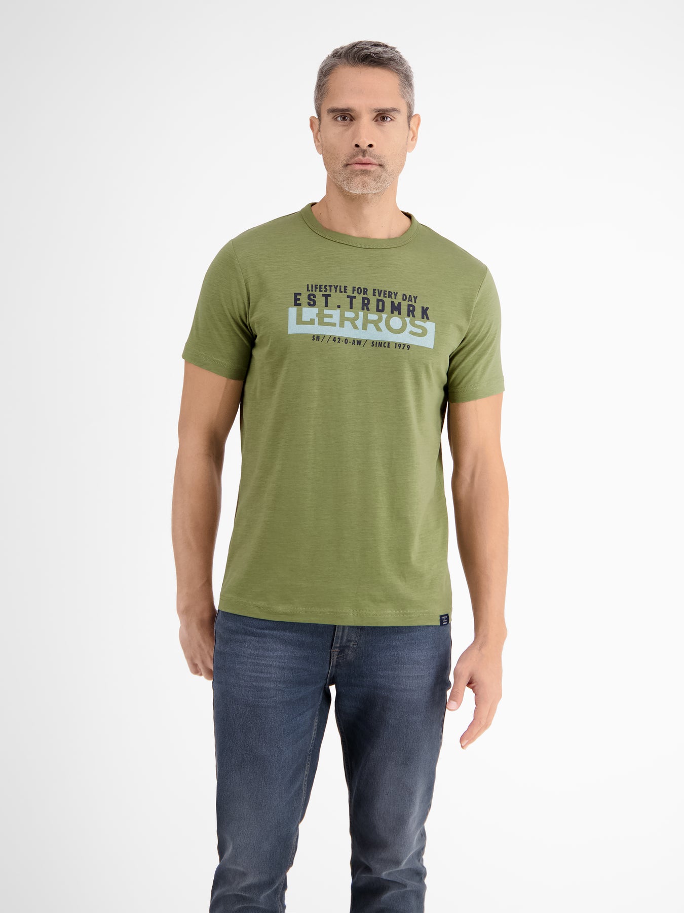 Unifarbenes T-Shirt mit Print