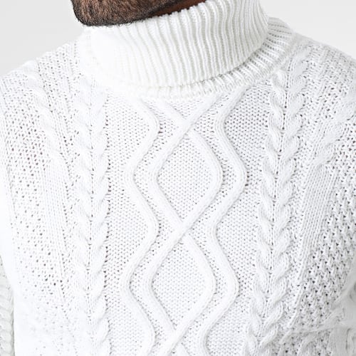 Pull Col Roulé Blanc