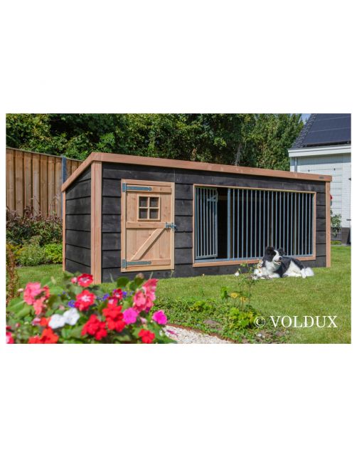 Voldux Hondenkennel Reno Xl - Hondenhok - 342x130x132 cm Zwart