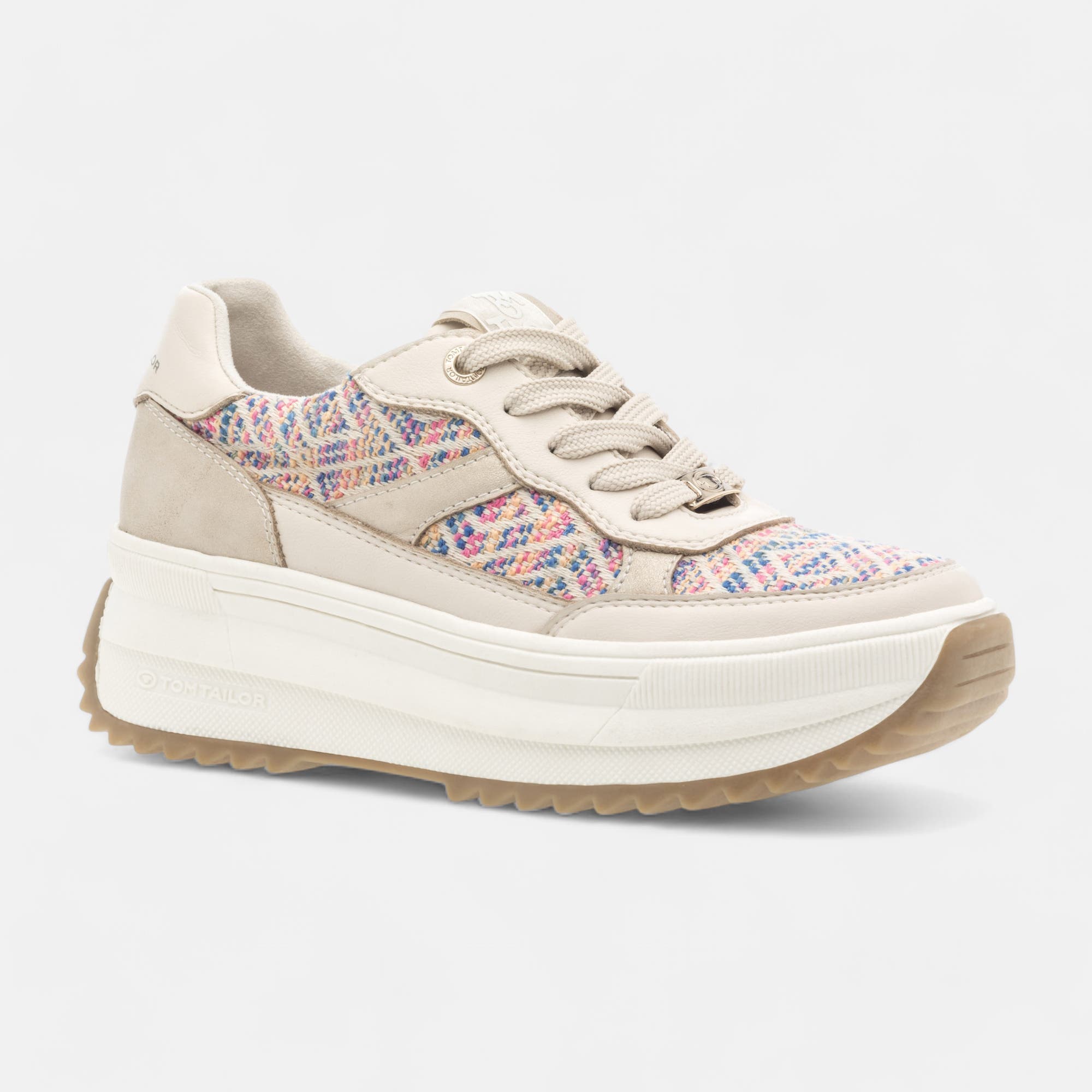 Baskets basses à talon compensé Femme beige