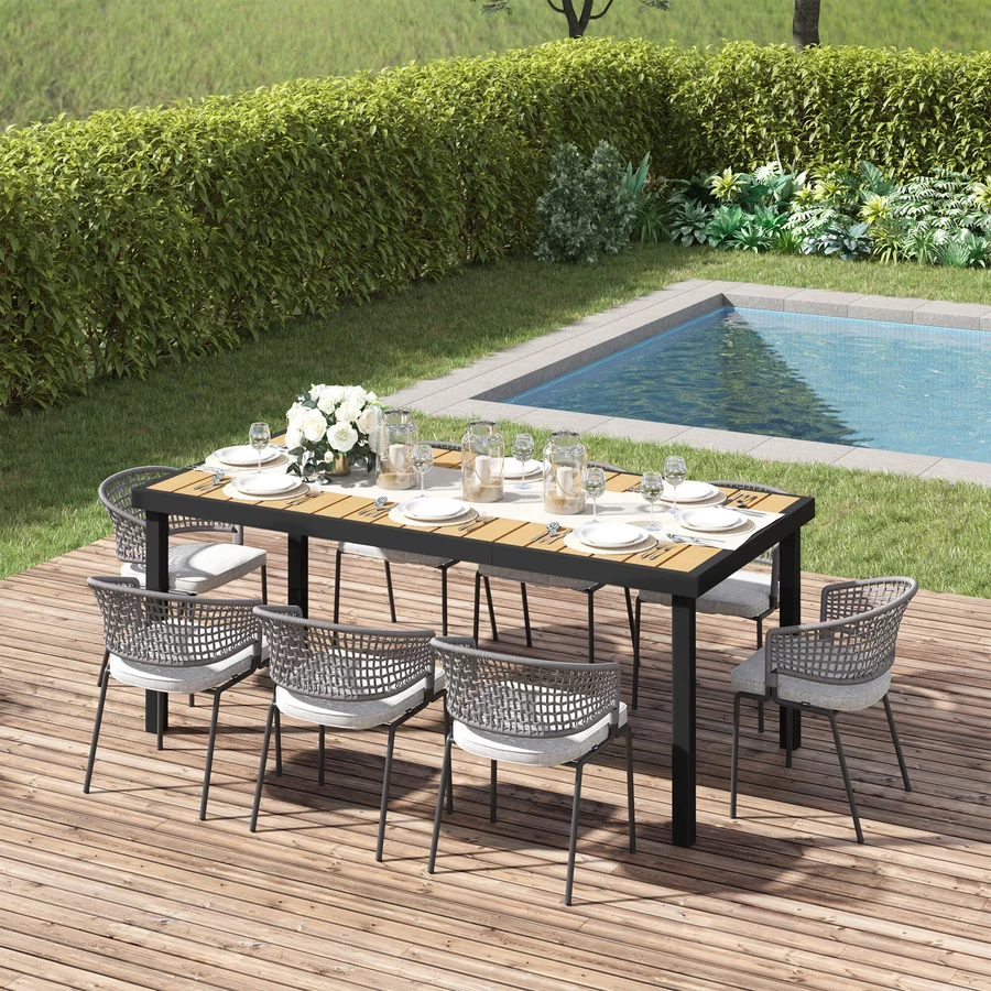 Outsunny Esstisch mit Alurahmen natur
