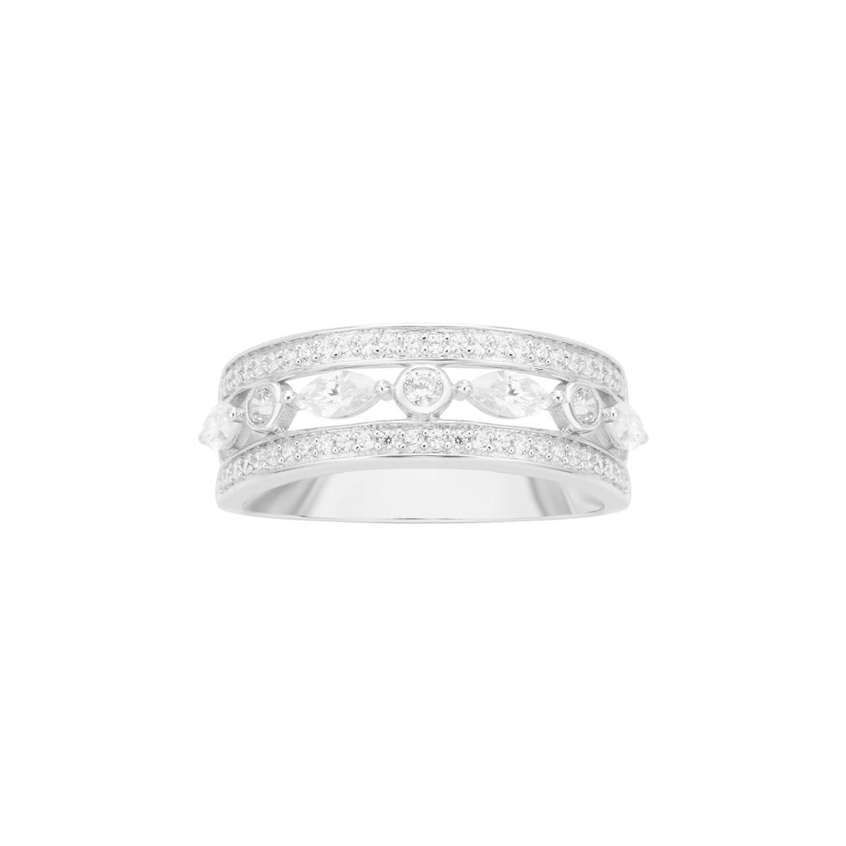 Bague en Argent avec oxyde de zirconium blanc