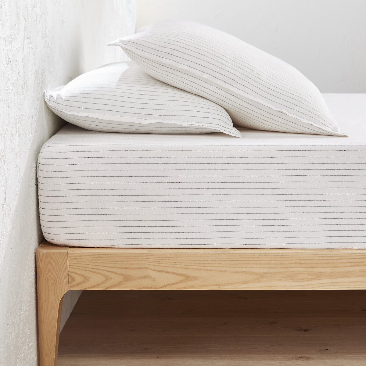LA REDOUTE INTERIEURS<br>Lençol de linho lavado, listrado, dobrado 30 cm, Linot