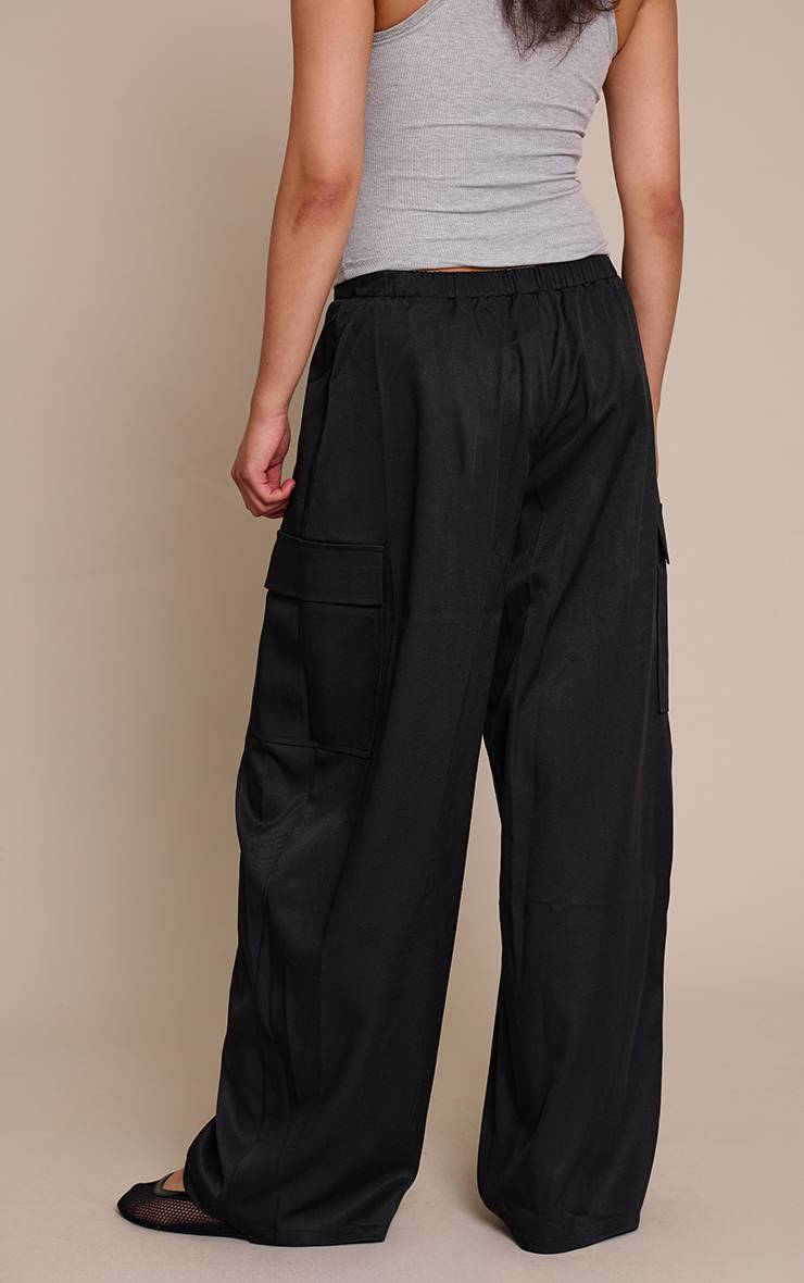 Noir Pantalon Cargo Large Tissé