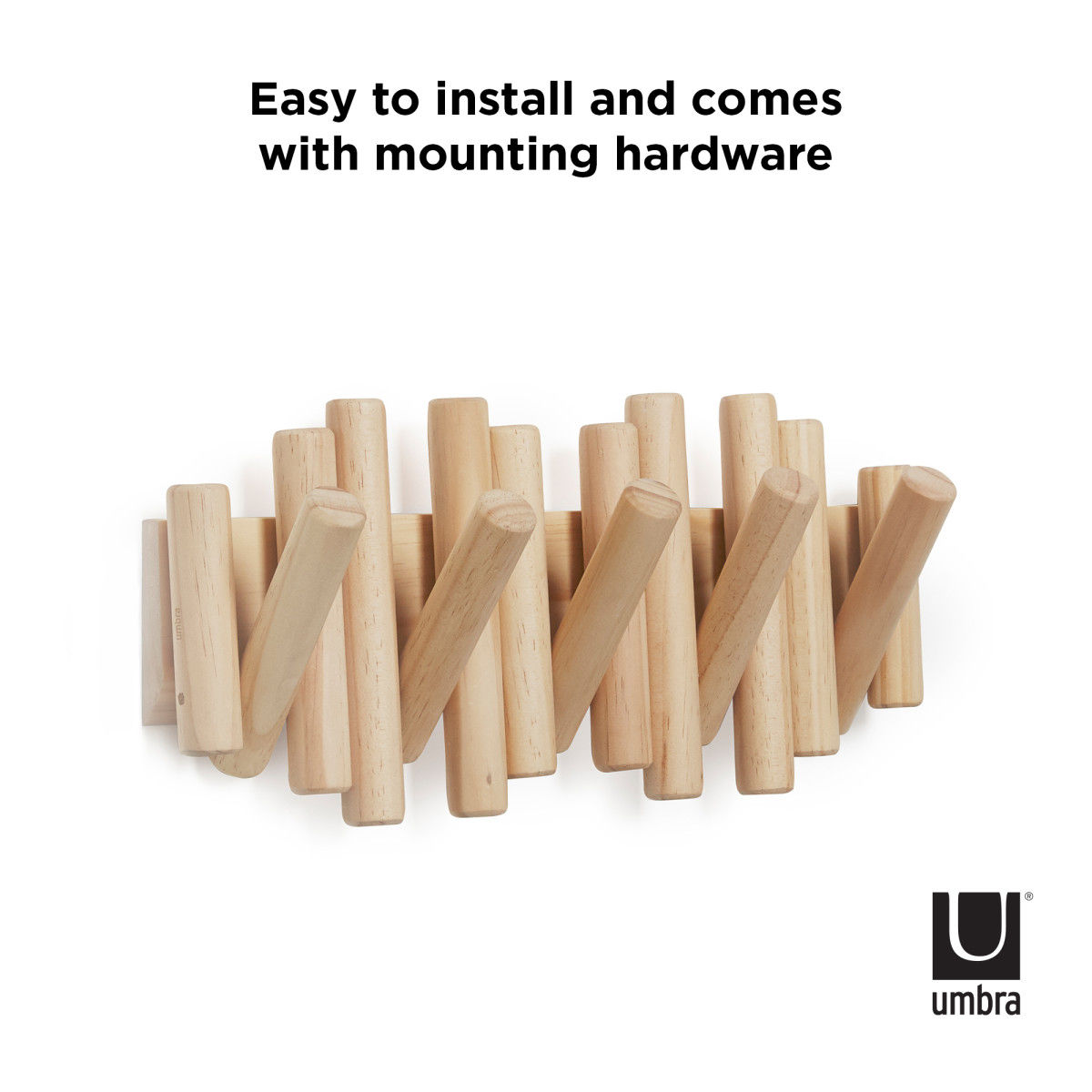 Wandkapstok Umbra Picket 5 haken naturel hout