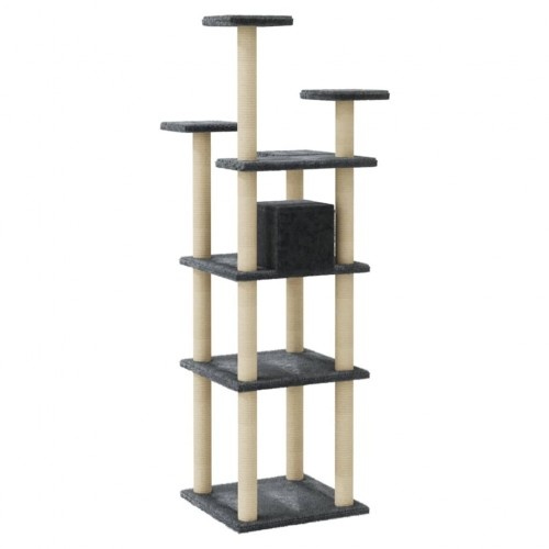 Árvore para gatos Vidaxl com casinha, cinza escuro