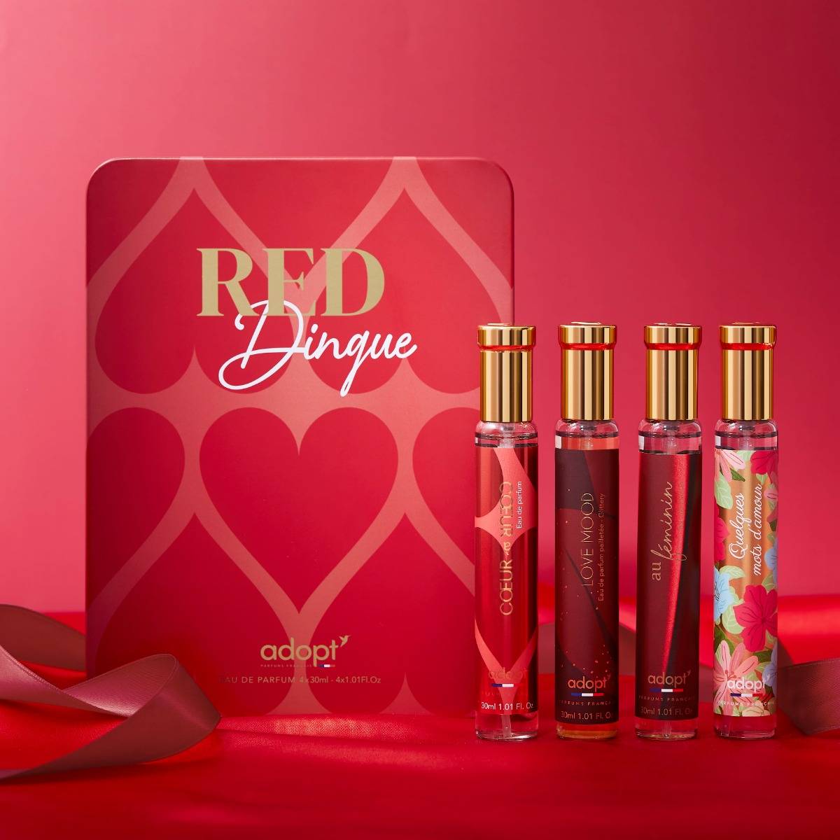 Red Dingue Coffret métal 4 eaux de parfum Coeur à Coeur 30ml + Bouquet d'Amour 30ml + Au Féminin 30ml + Love Mood 30ml