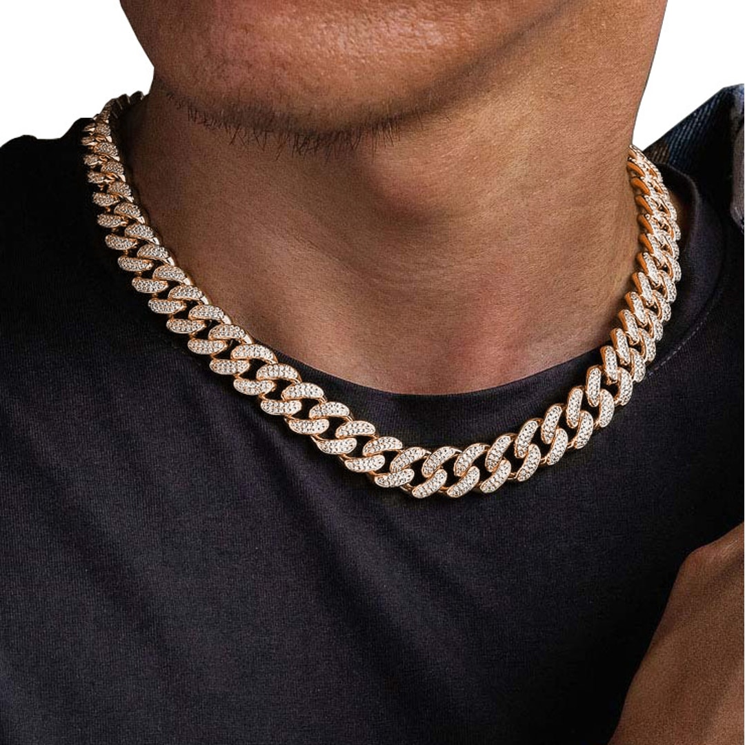 12mm Cuban Link Panzerkette Rosé vergoldet mit Zirkonia