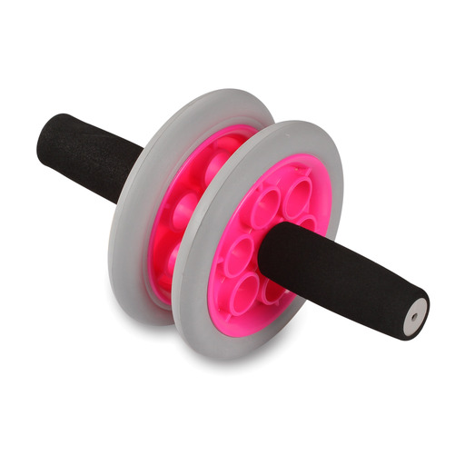 Roda abdominal dupla na cor índigo com alças de neoprene cinza-rosa.