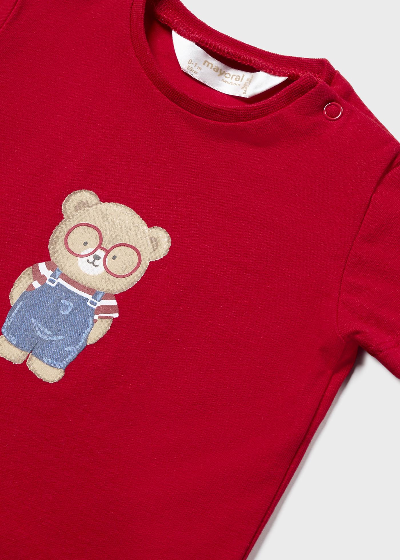 Conjunto de 2 camisetas em algodão sustentável para recém-nascidos.