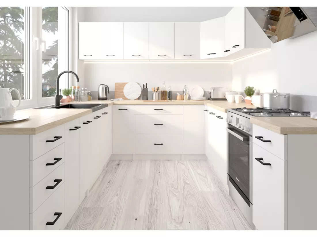 Armoires de cuisine AKORD d'angle haute W60 OLIWIA Blanc 60 cm 1 porte façade Blanche 2 étagères 60x30x58 cm