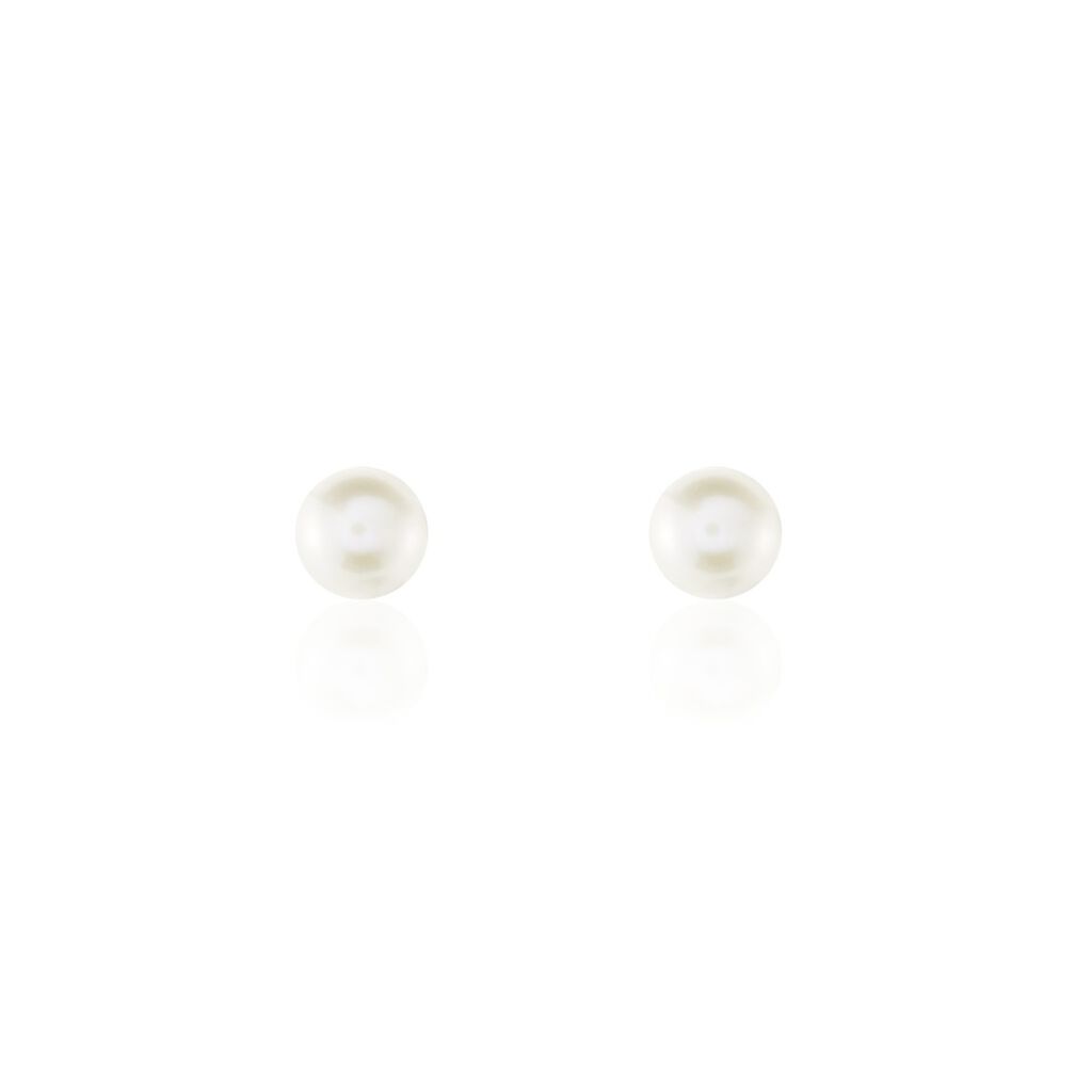 Boucles D'oreilles Puces Suki Rondes Nacres Or Jaune Perle De Culture
