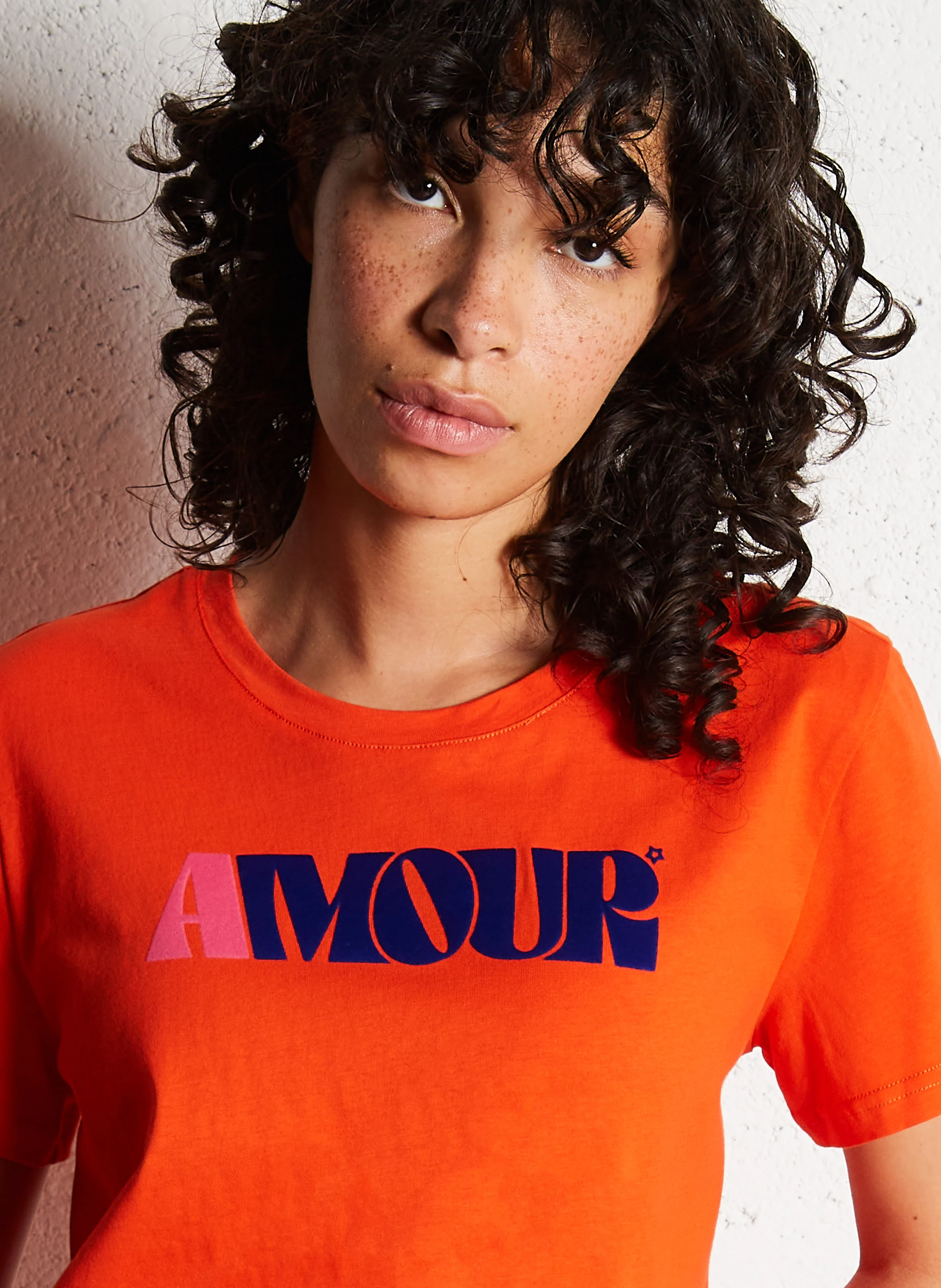 TRACY - Tee-shirt droit col rond en coton | Rouge