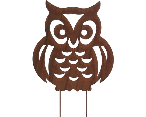 Decoratieve uilenstaf, 52 cm hoog, metaal, bruin