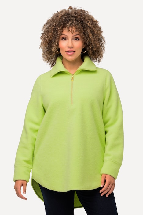 Fleeceshirt, A-Linie, Stehkragen, Zipper, Langarm