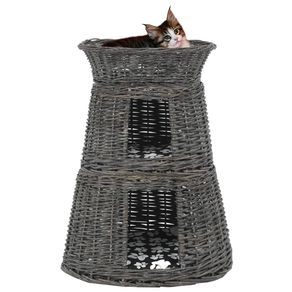 vidaXL Set van 3 kattenmanden met kussens, grijs, 47x34x60 cm