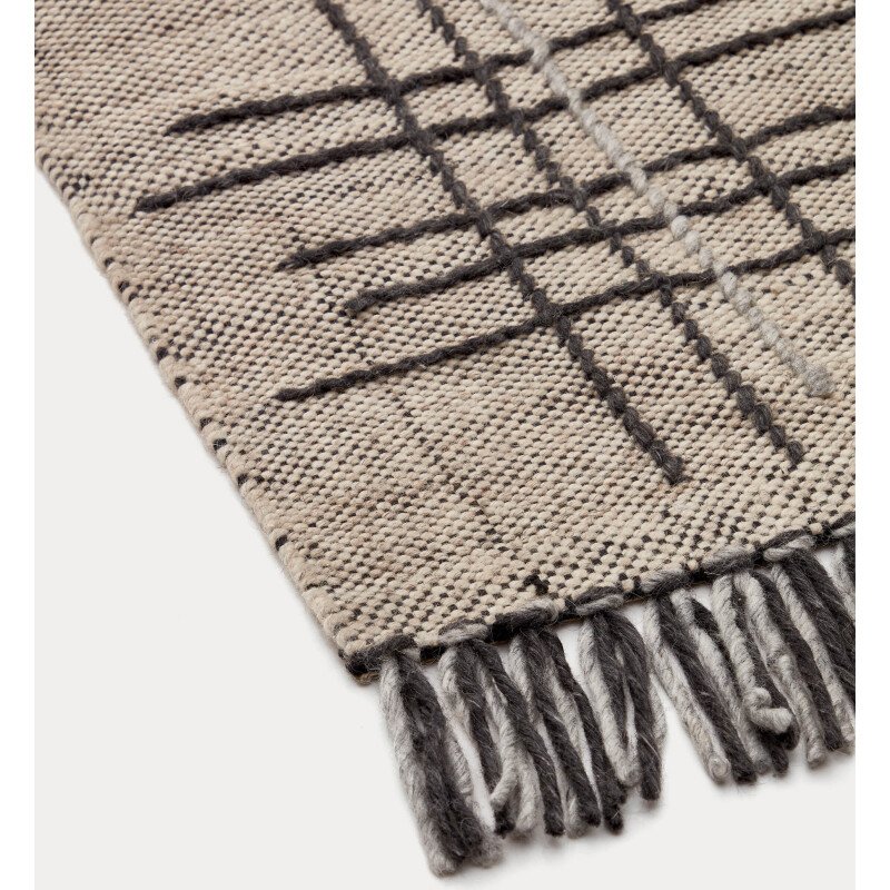 Tapis Eneo à franges beige et marron 160 x 230 cm