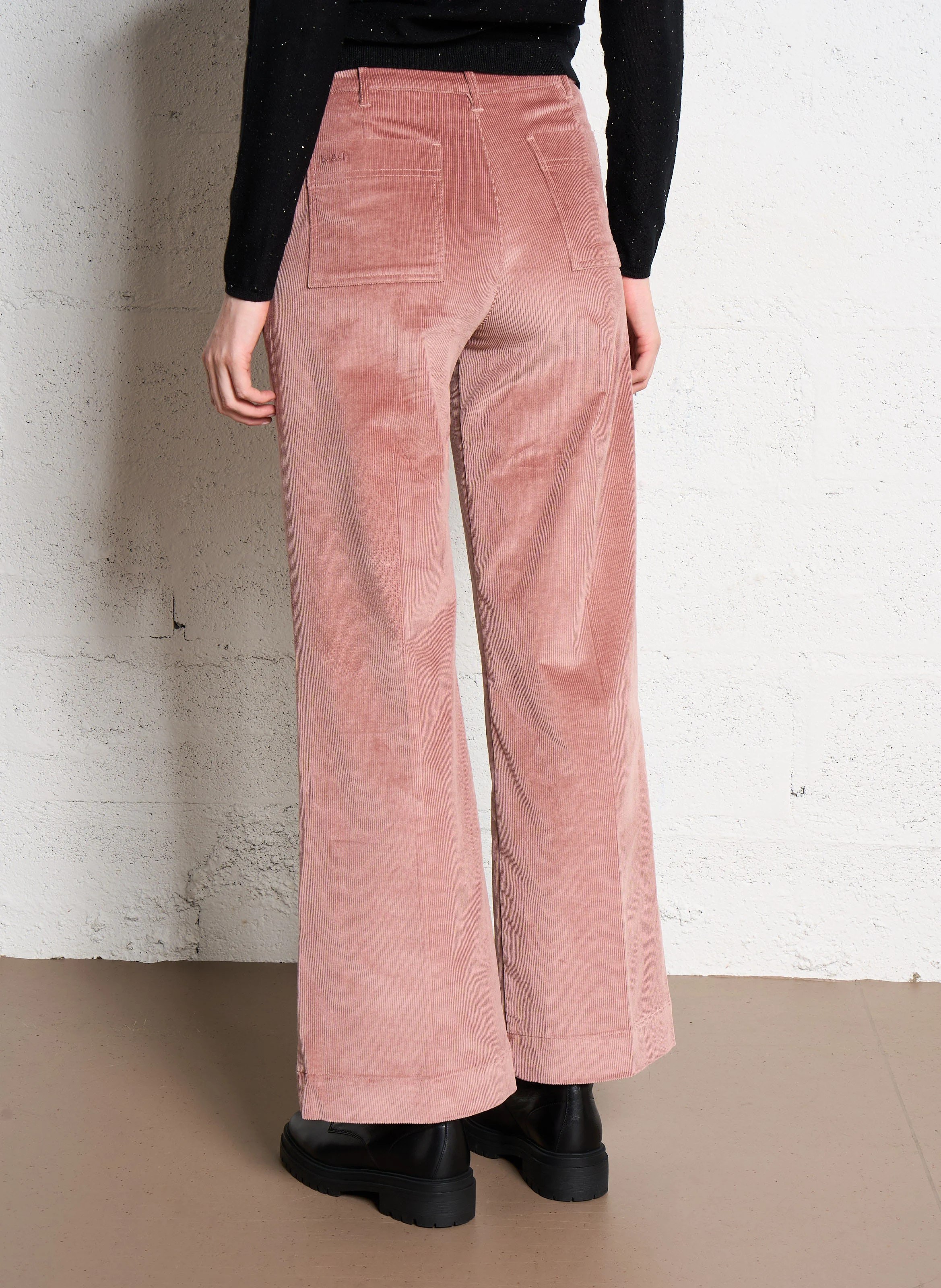 NALI - Pantalon droit en velours côtelé| Rose