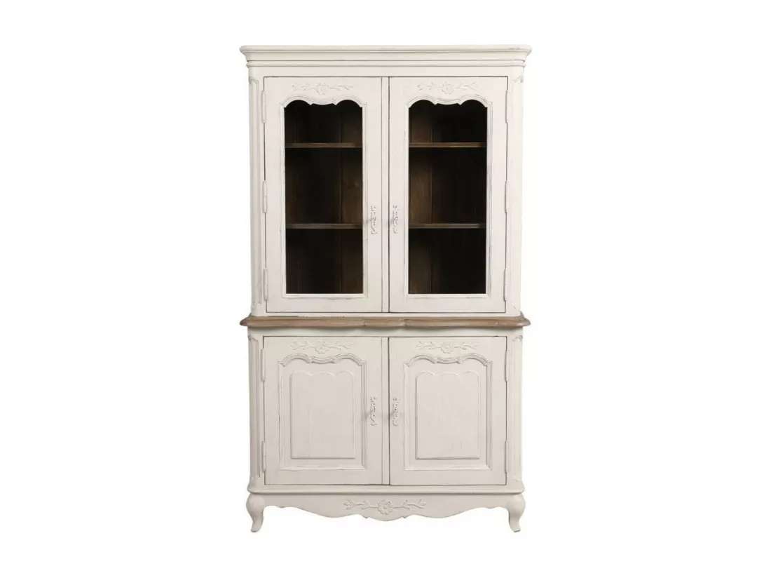 Buffet vaisselier 2 portes vitrées Bois Blanc - Château Interior's