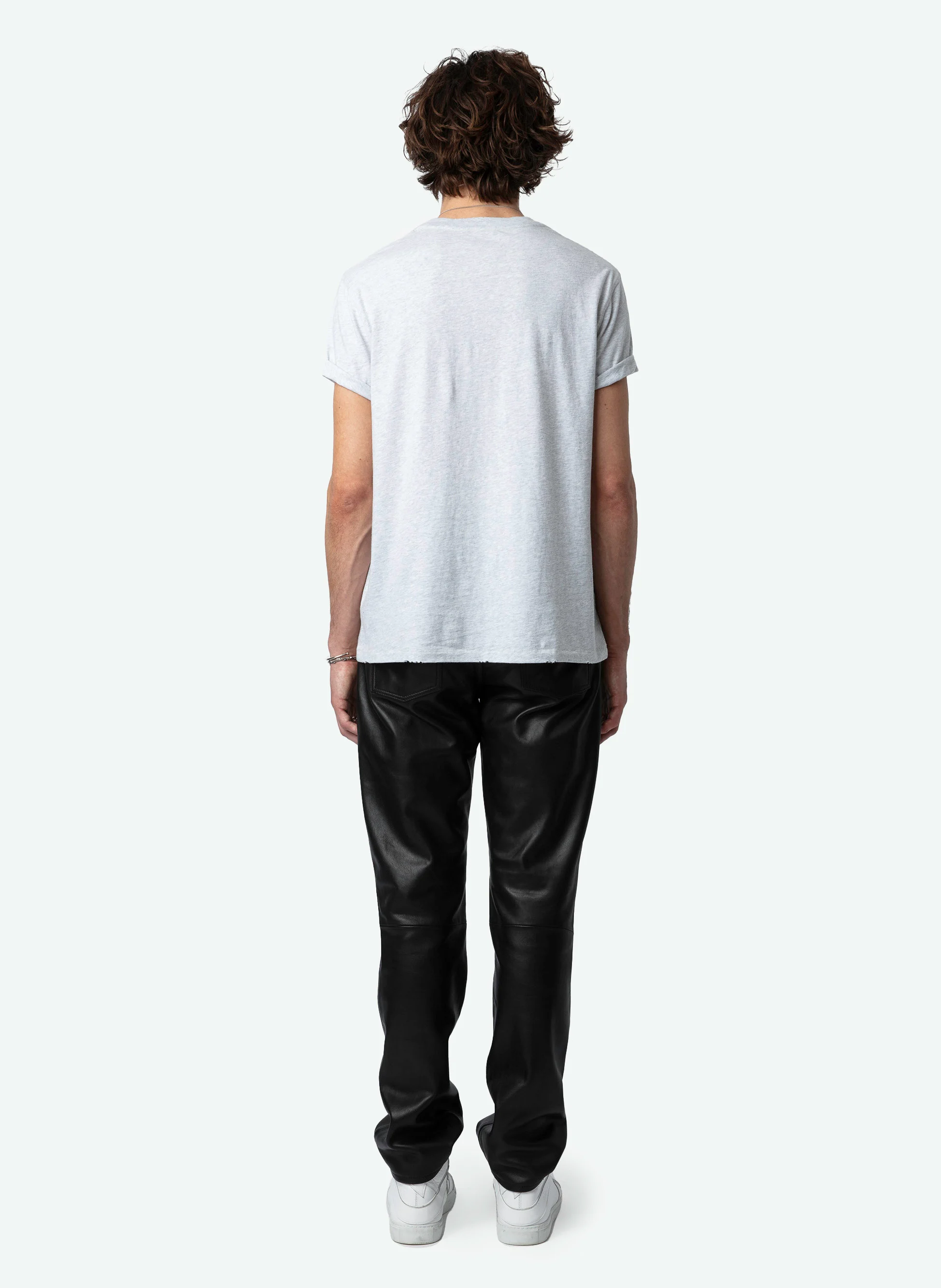 JIMMY - Tee-shirt droit col rond en coton bio sérigraphié | Gris