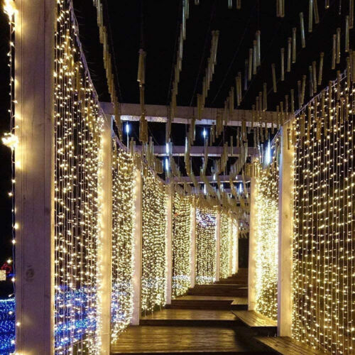 (3x3m) 300 LED's Deko Lichterkette Vorhang Beleuchtung 8 Modi - Warmweiss