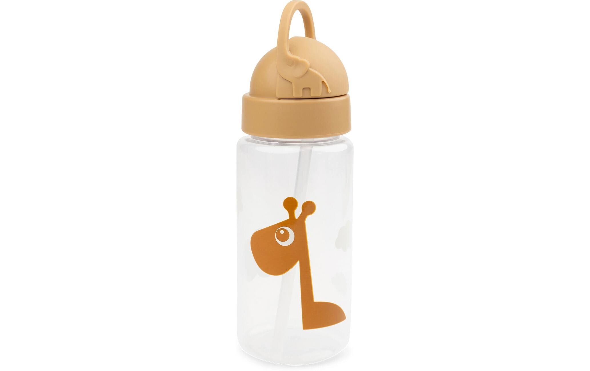 Trinkflasche Raffi Senfgelb 350 mlTrinkflasche mit Strohhalm