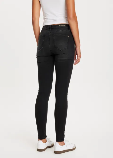 Rose mid rise skinny jeans zwart (ZW.USED)