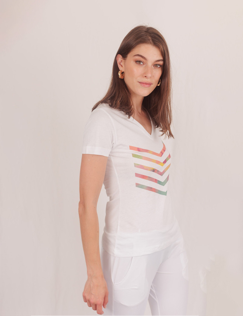 HBT TOP HAILEY BLANC CHEVRON TIE&DYE