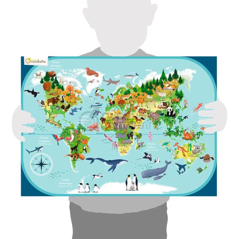 Puzzle éducatif, Planisphère - Multicolore
