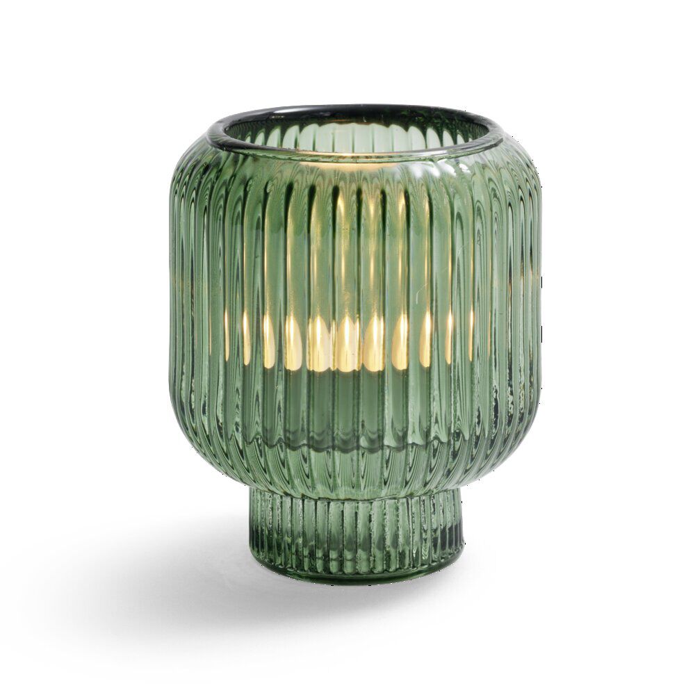 Bougeoir verre double usage vert Ø7xH8,5cm