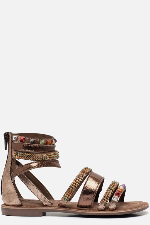 Lazamani Sandalen brons Leer