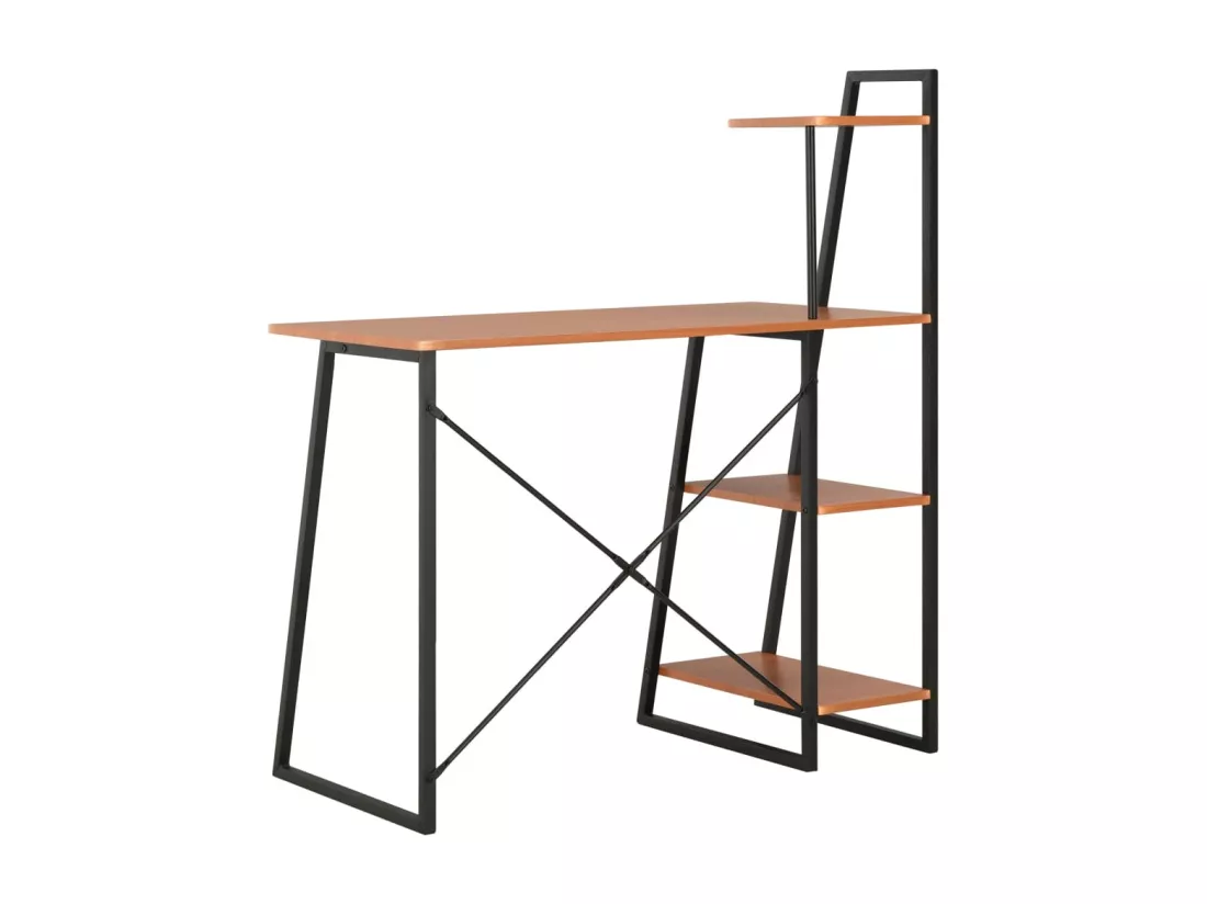 Bureau avec étagère Noir et marron 102x50x117 cm