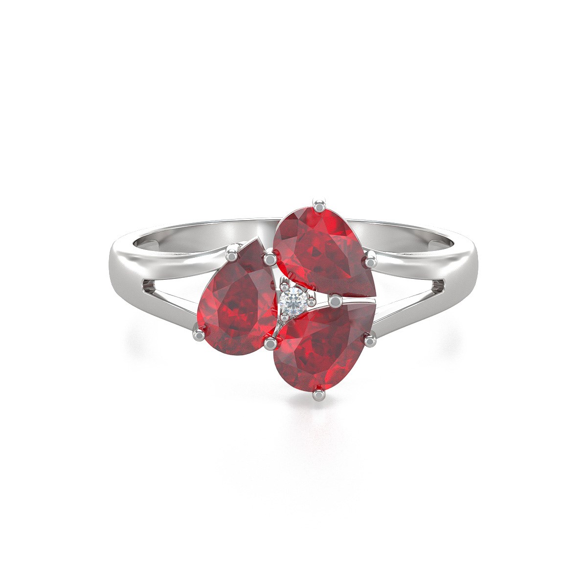Bague ADEN Rubis et diamants sur Argent 925 2.5grs