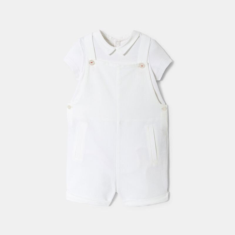 Salopette courte et body de cérémonie blanc ivoire bébé garçon Blanc