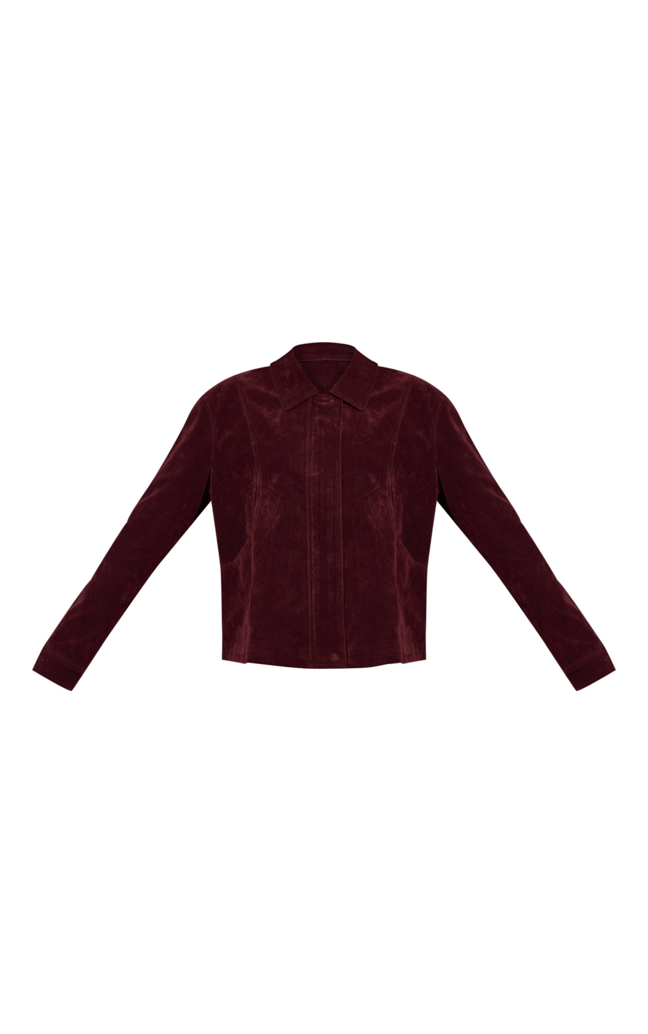 Rouge Bordeaux Blouson Aviateur En Faux Suède À Patte De Boutonnage Dissimulée