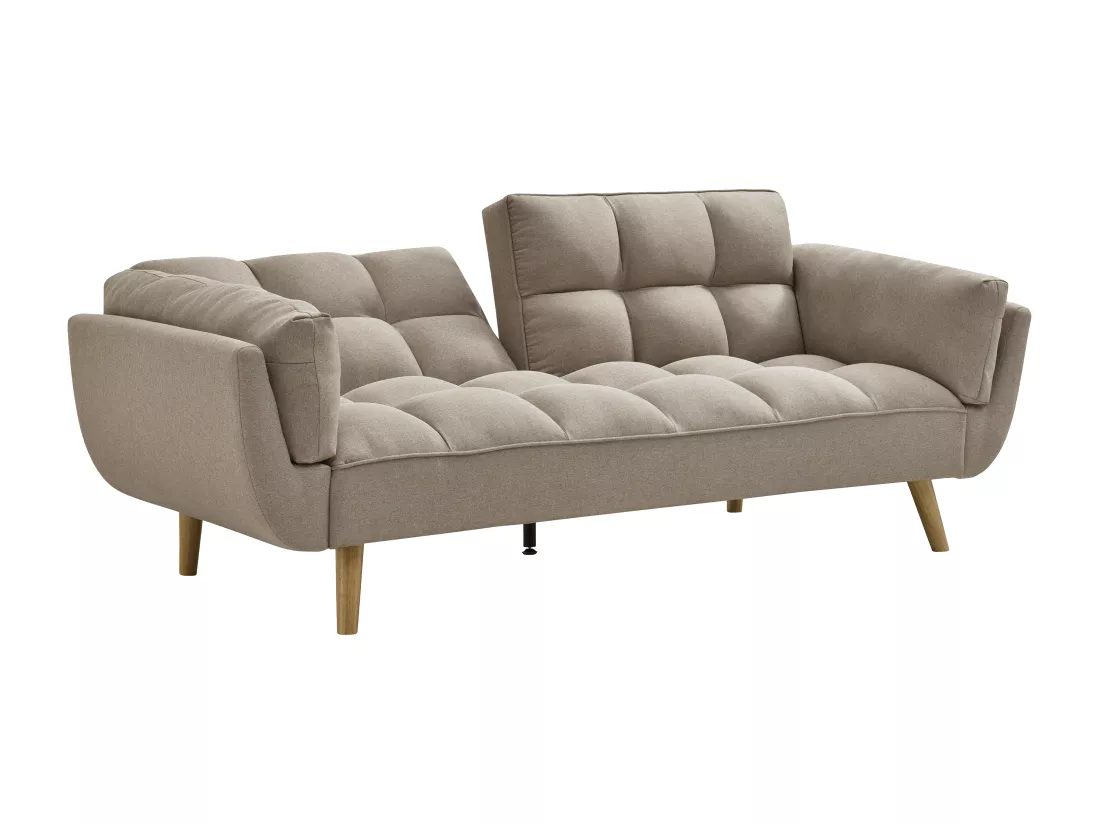 Canapé 3 places convertible clic-clac en tissu beige LOELINE