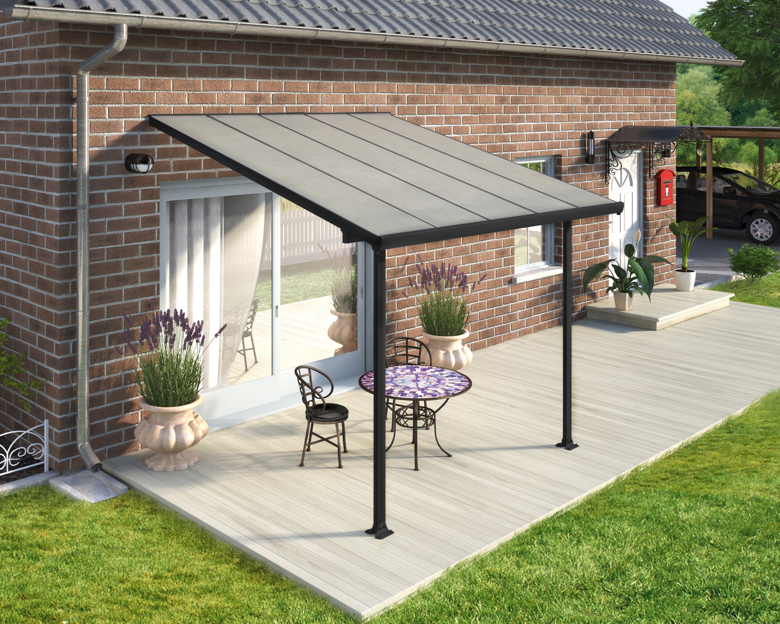 Palram Canopia Feria Terrassenüberdachung anthrazit 307x295x260-305 in cm (LxBxH)