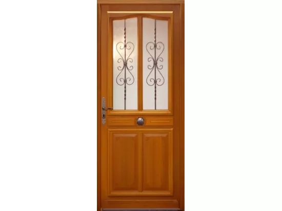 Porte D'Entrée Bois Vitrée, Carole, H,215Xl,80 P, Droit Côtes Tableau
