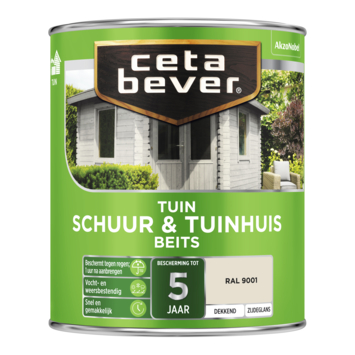 CetaBever Tuinbeits Schuur & Tuinhuis zijdeglans dekkend RAL 9001 crème wit 750 ml
