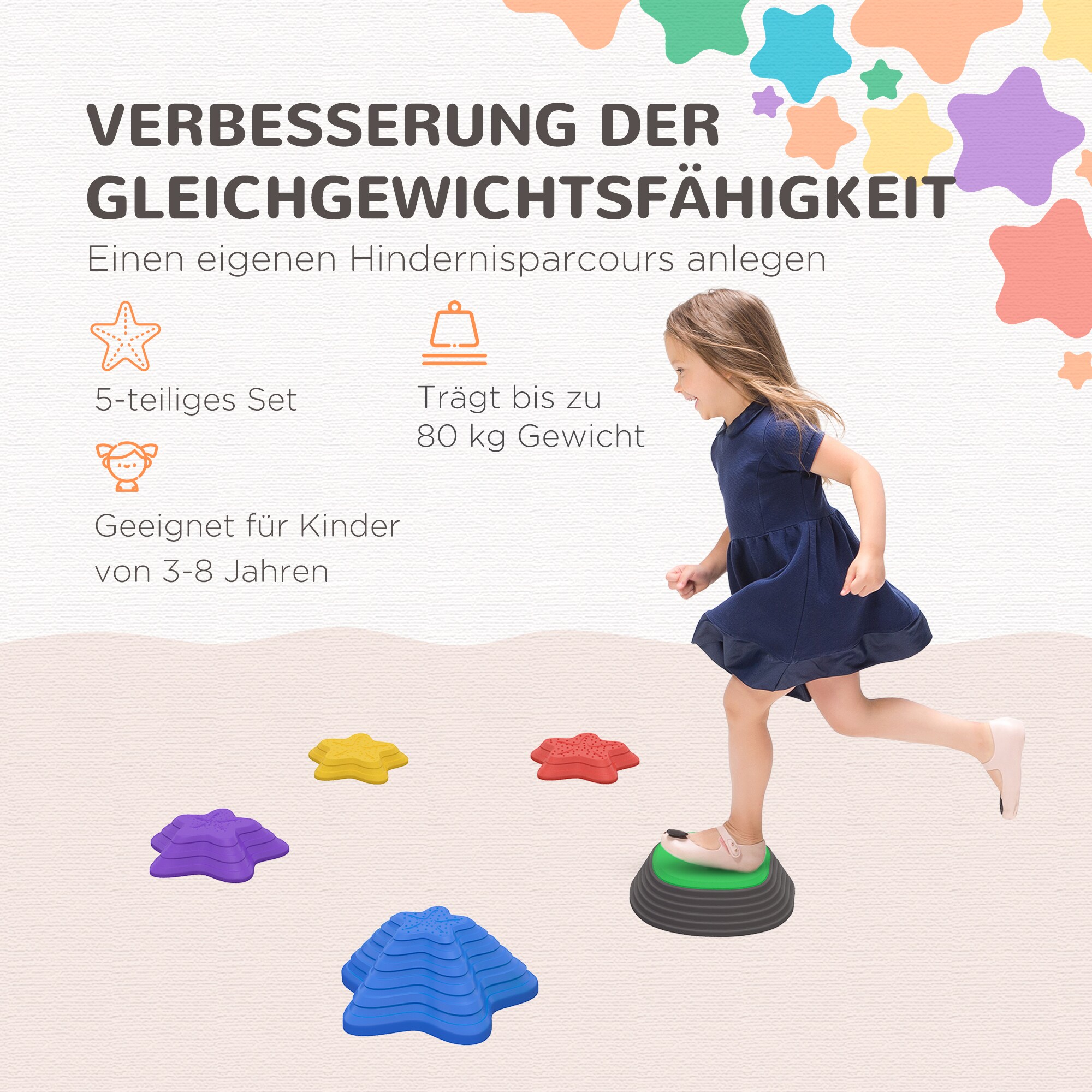 ZONEKIZ Flusssteine-Set aus robustem Material bunt 36,5L x 36,5B x 16H cm