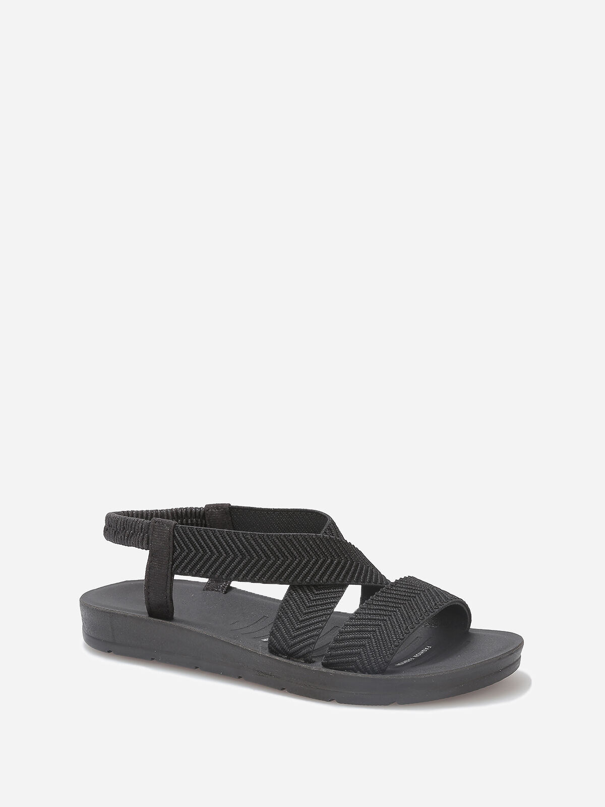 Sandales à brides élastiques croisées- Noir