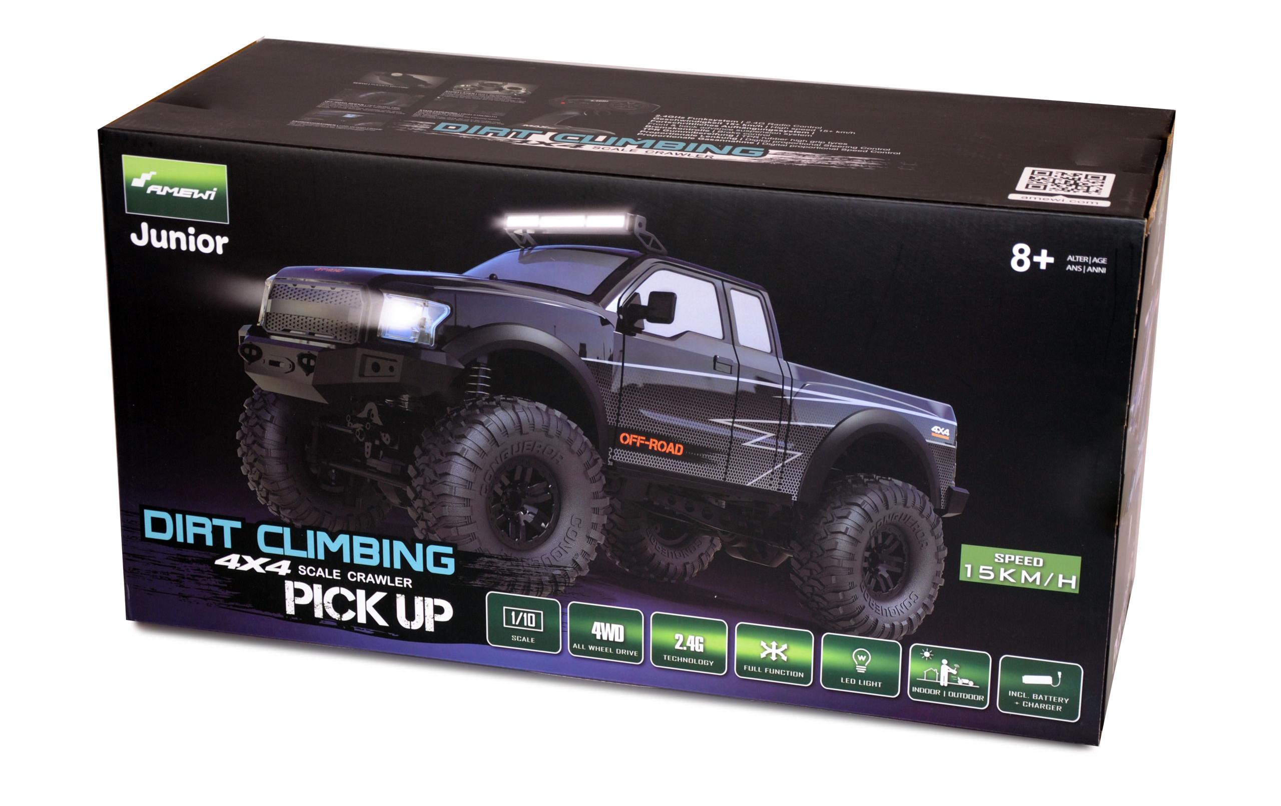 Scale Crawler Dirt Climbing PickUp 4WD, Schwarz 1:10, RTR<br>Geländegängiger 4x4 Pickup-Truck für Einsteiger