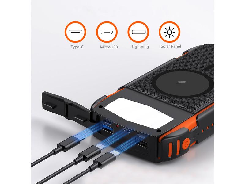 4smarts Solar-Powerbank Rugged TitanPack UltiMag 20000 mAh Robuste, wasserdichte Outdoor 20000-mAh-Powerbank mit integriertem Qi-Charger und Solarpanel